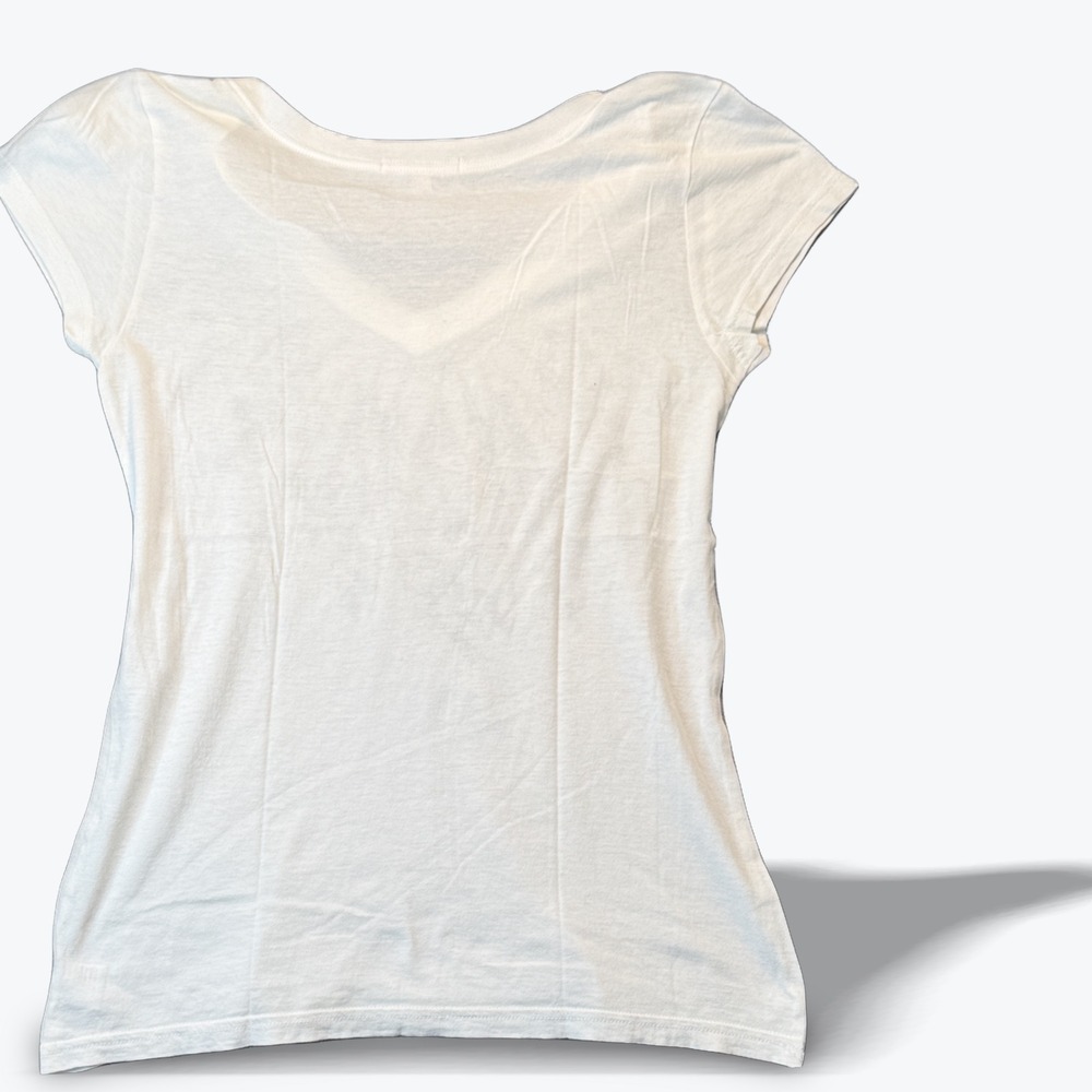 Haute Hippie Nude V-Neck Tee White Feather Graphic XS Peru Cotton Luxury T Shirt - Picture 2 of 5
